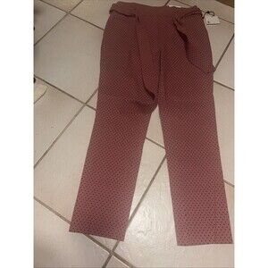 Jules Leopold Sz Small Pants Pink W Black dots High Wait Slim Leg Ankle Length
